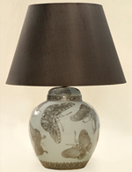 ALEXANDERS 20/30 CM  SILVER BUTTERFLY GINGER JAR LAMP